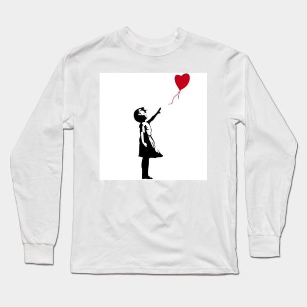 Banksy Girl with Red Heart Balloon Long Sleeve T-Shirt by GTC_Design